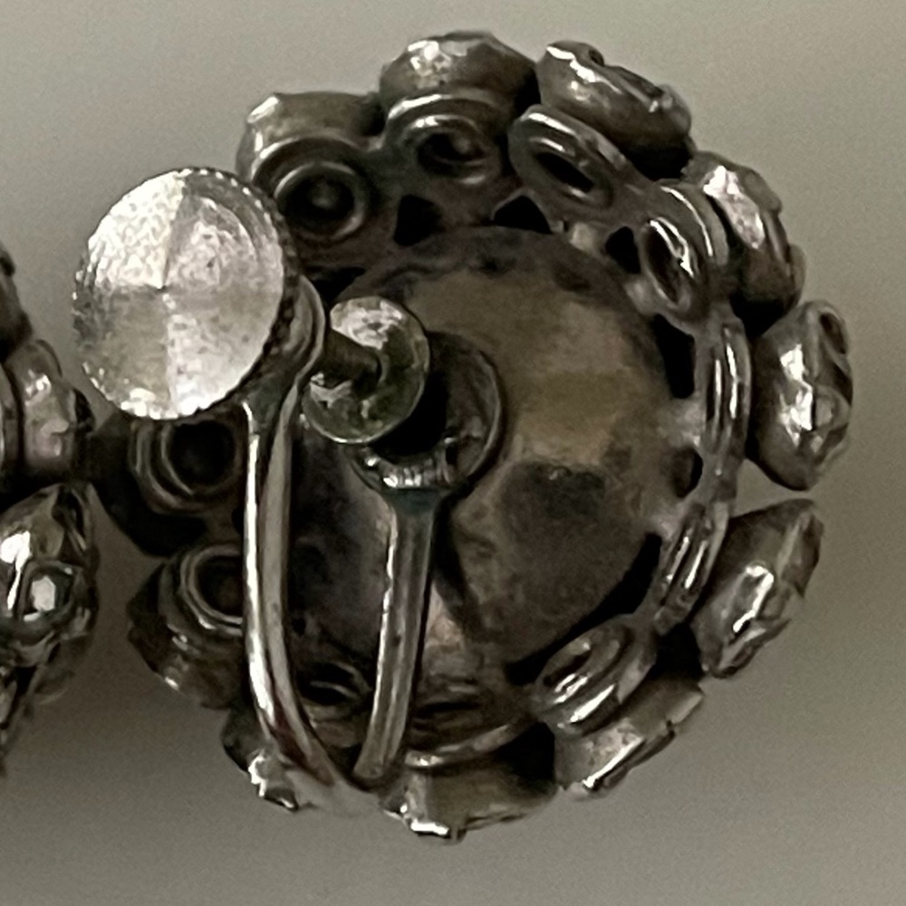 Vintage Sparkly Paste Stone Earrings Screw Back Clear Antique Art - Picture 9 of 10